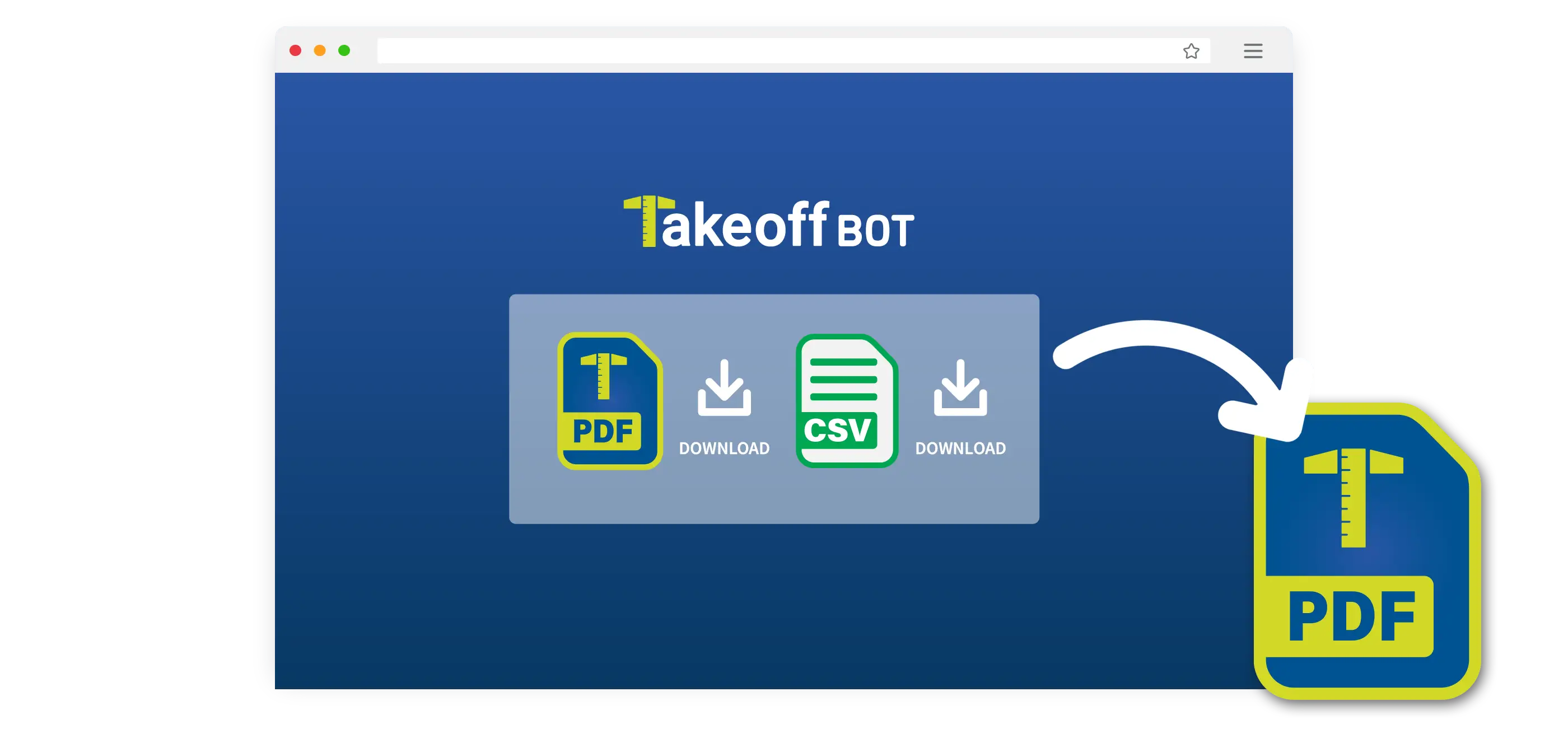 TakeoffBOT download PDF or CSV File